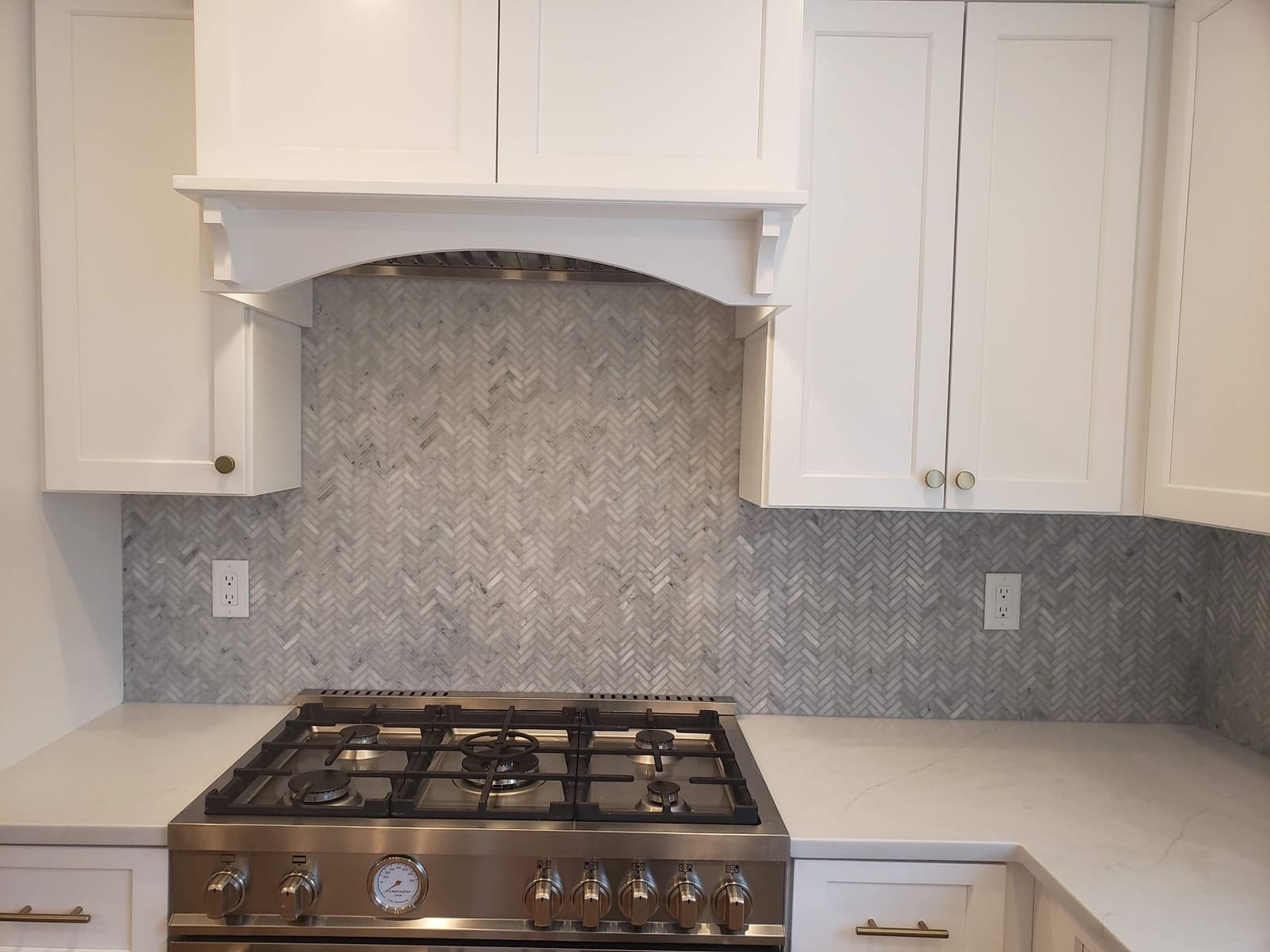 Chevron mosaic backsplash in Mamaroneck NY
