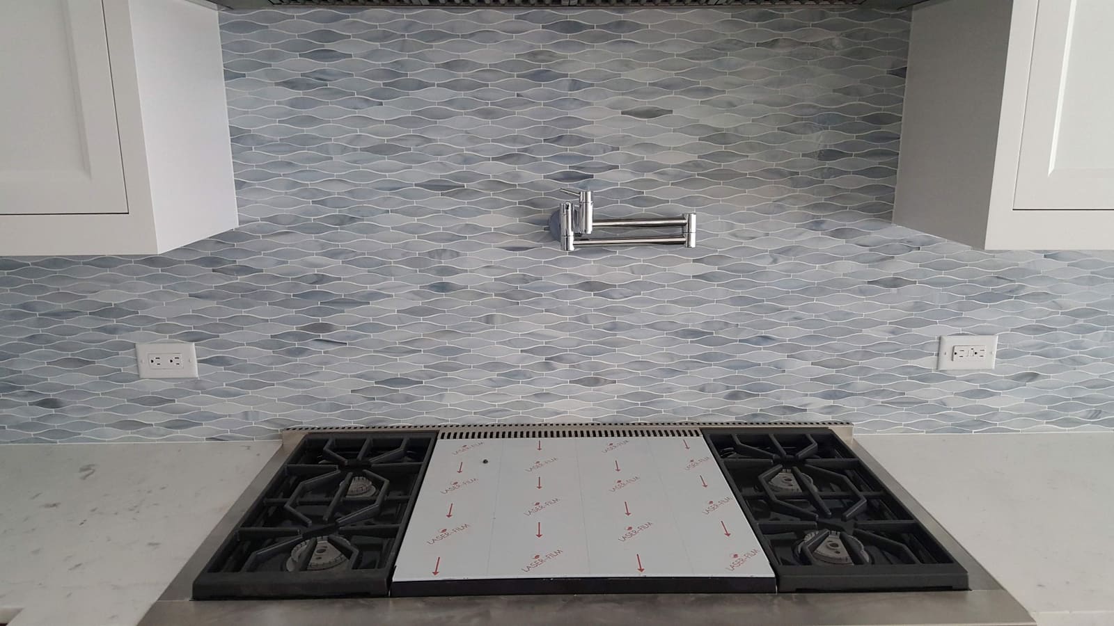 Custom tile backsplash in Redding Connecticut home